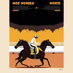there is an image of a horse racing,a horse that is on a track with an orange sky in the background