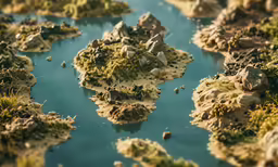 many rocks and water near each other