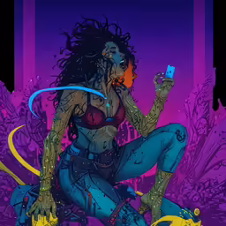 a woman with dread locks is holding a camera