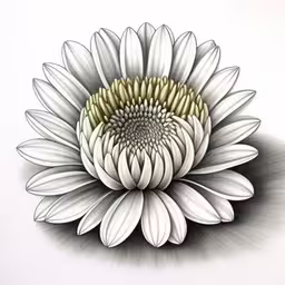 an abstract drawing of a large white flower,a drawing of a flower with a white background