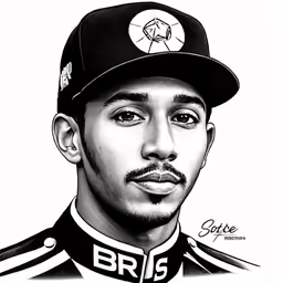 a drawing of a man wearing a baseball cap