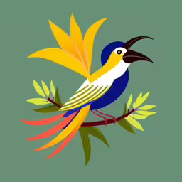 a colorful bird with open beak and long tail sitting on branch,a bird with colorful feathers is perched on a branch