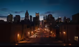 there is a very tall city at night