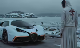 a person standing next to a sports car