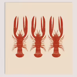 a screen with three red lobsters on the side of it