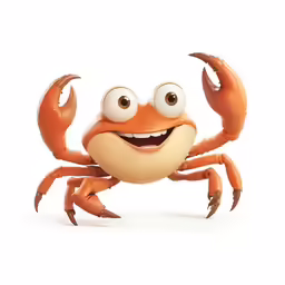 an adorable crab character with big eyes and a smile