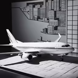 a model airplane is sitting on a desk
