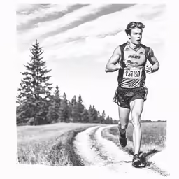 the runner is going down the country road