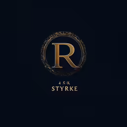 the initials in gold and black on the bottom, and bottom, of a dark background