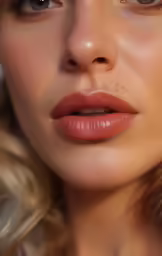 closeup of a beautiful blond woman wearing earrings