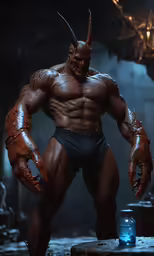 the monster is showing off his incredible body and body paint