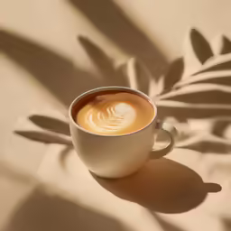 a cup of coffee is sitting on the table