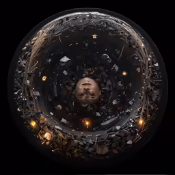 a circular glass sculpture has been placed on top