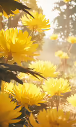 a field with some yellow flowers on it