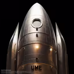 the back end of a metal object with light on