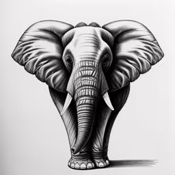 an elephant is standing in a line drawing,this drawing is of an elephant