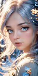 a female with blue eyes posing for a photo
