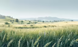 a field full of grass and mountains