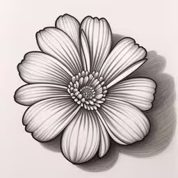 the flower is on display on a white background,a drawing of a large flower on a white sheet