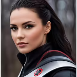the avengers woman has black hair and makeup