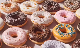 a tray filled with different kinds of donuts