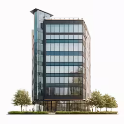 an image of a very tall modern office building