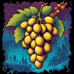 grapes and leaves on a dark background