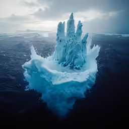 ice is floating in the ocean and surrounded by blue water