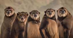 four different sized monkey monkeys standing up