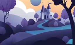 a castle stands on a mountain with a path leading to it