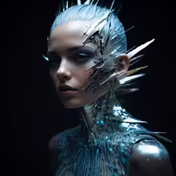 a woman with spiked hair and spikes on her face
