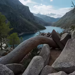 a large tree trunk sticking out of the ground