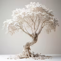 there is a sculpture tree in the room