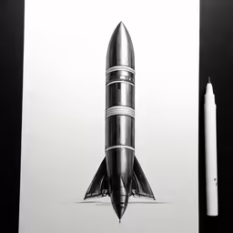 a drawing of a spaceship sits on the surface