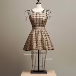 a dress on display, wearing a skirt
