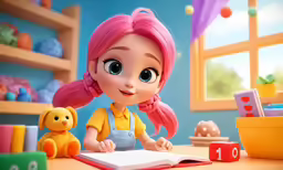 the little girl is playing with her toys