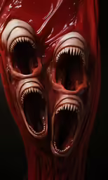 the demonic face of an alien creature with its mouth wide open