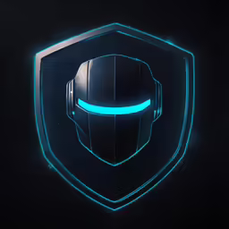 a futuristic helmet glowing through a glass window