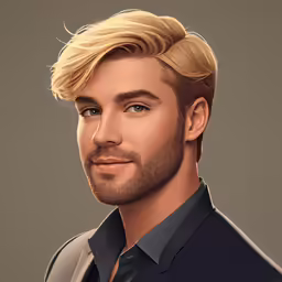 a male in black shirt with blond hair and beard