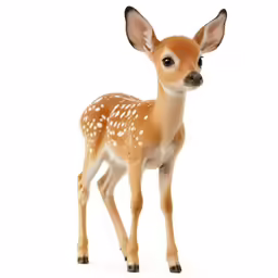a young deer is standing on white background