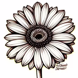 an art drawing of a flower, i like the contrast in the image,a flower with a black and white outline on it