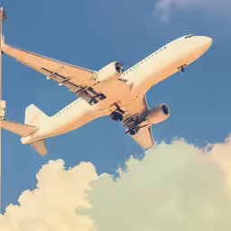 an airplane is soaring through the sky on its approach