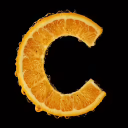 a letter c made out of orange slices