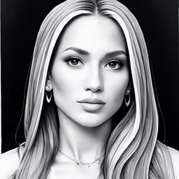 a drawing of a woman with long blonde hair
