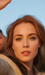 woman holding her hand behind her ear looking at the camera