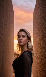 an image of a beautiful blond woman with her hair blowing in the wind