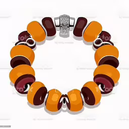 a bracelet with orange beads and black stones