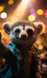 a small lemur standing on top of a stage