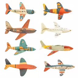 a variety of various sized planes set on display