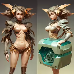 two pictures one showing a figure, the other of an item